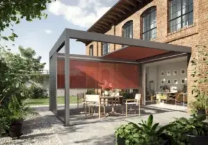 Markisen Markise über einer Terrasse am Einfamilienhaus